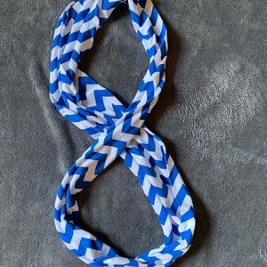 Blue and white chevron scarf